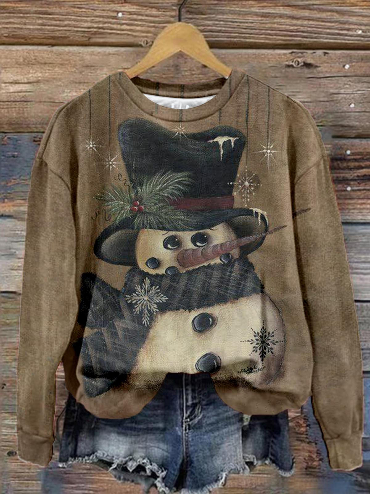 Vintage Snowman Long Sleeve Top