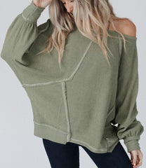 Exposed Seam Dolman Sleeve Top