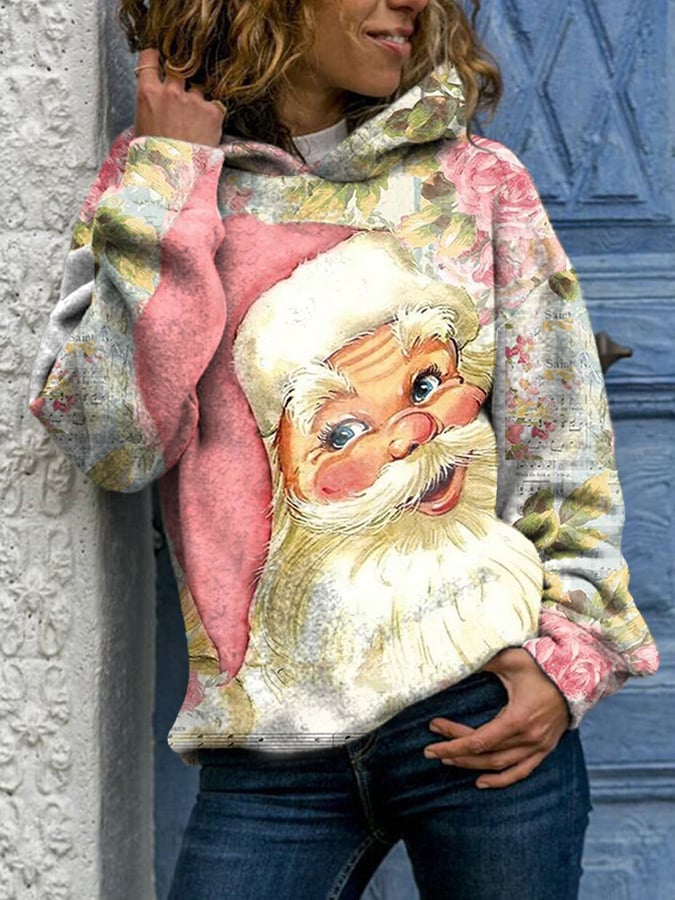 Casual Santa Claus Print Hoodie Long Sleeve Sweatshirt