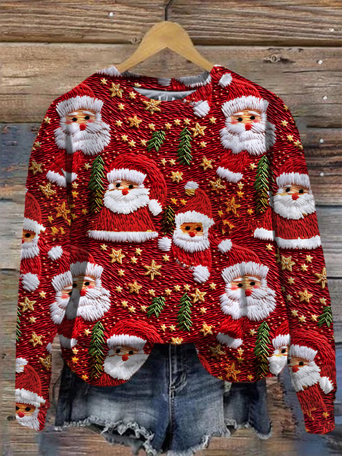 Santa Claus print crew neck sweatshirt