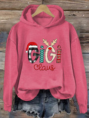 Casual Gigi Claus Printed Long Sleeve Sweatshirt