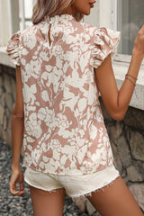 Floral Ruffle Short Sleeve Blouse