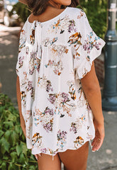 Floral Ruffled Tie-Back Top
