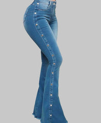 HIGH WAIST STRETCH FLOOR FLARED JEANS