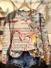 Christmas Gingerbread Man Candy Cane Art Print Casual Sweatshirt