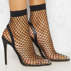 Fishnet Pointed Toe Heels