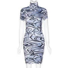 Swirl Mesh Mini Dress