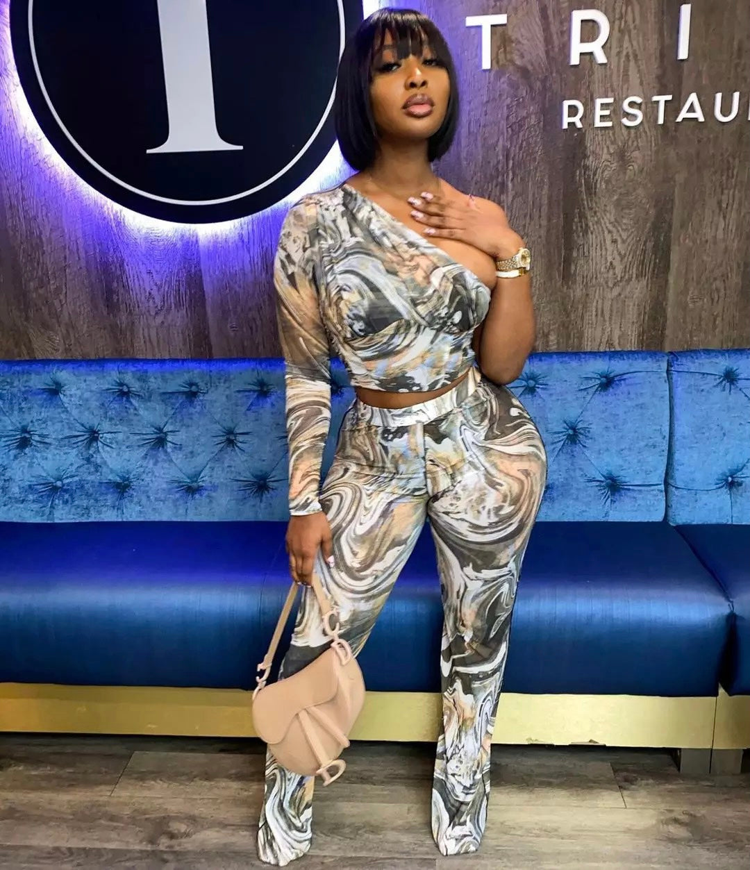 La Bella One Shoulder Two Piece Set