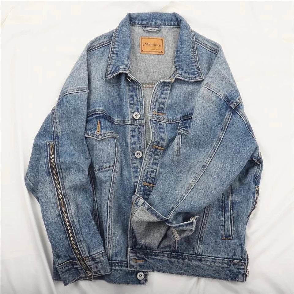 Mid Blue Wash Zip Up Jacket