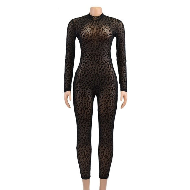 Leopard Mesh Jumpsuit