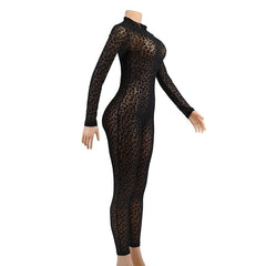Leopard Mesh Jumpsuit