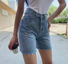 High Waist Slim Denim Shorts