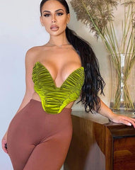 Plunging Sweetheart Bandeau Crop Top