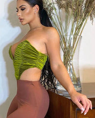 Plunging Sweetheart Bandeau Crop Top