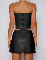 PU Corset and Skirt Set