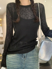 Solid Color Thin Long Sleeve Knit