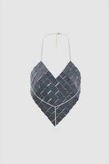 Square Sequin Heart Shape Halter Top