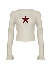 Star Crochet Knit Cropped Knit Top