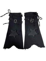 Star Embroidery Lace Up Flare Leg Warmer