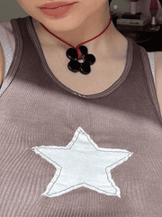 Star Patch Crop Ribbed Tank Top