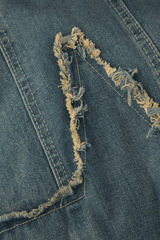 Star Patchwork Frayed Denim Skirt