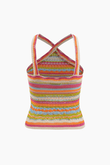 Stripe Cross Strap Knit Cami Top