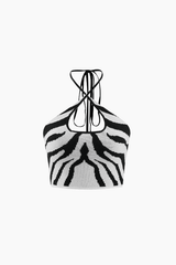 Stripe Halter Neck Knit Cami Top