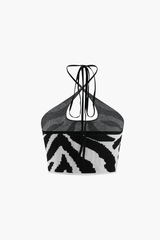 Stripe Halter Neck Knit Cami Top