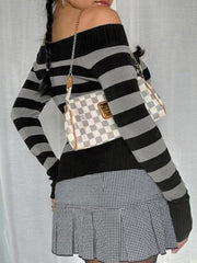 Striped Off Shoulder Knit Top