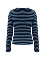 Striped V Neck Long Sleeve Tee