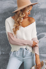 Tainted Love Cotton Distressed Sweater