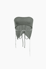 Tie Back Openwork Knit Tube Top