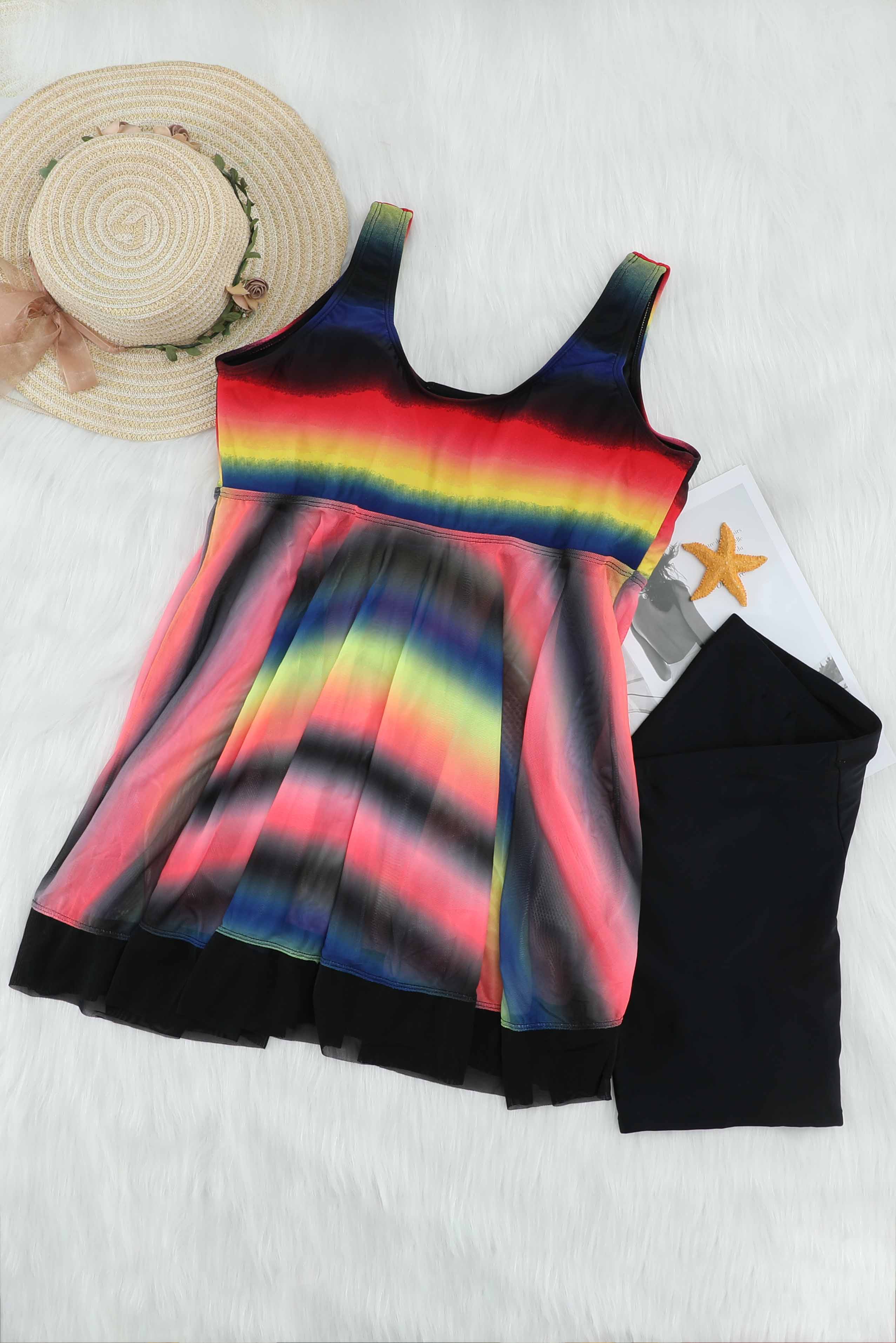 Tie Dye Ombre Swimdress Tankini Set