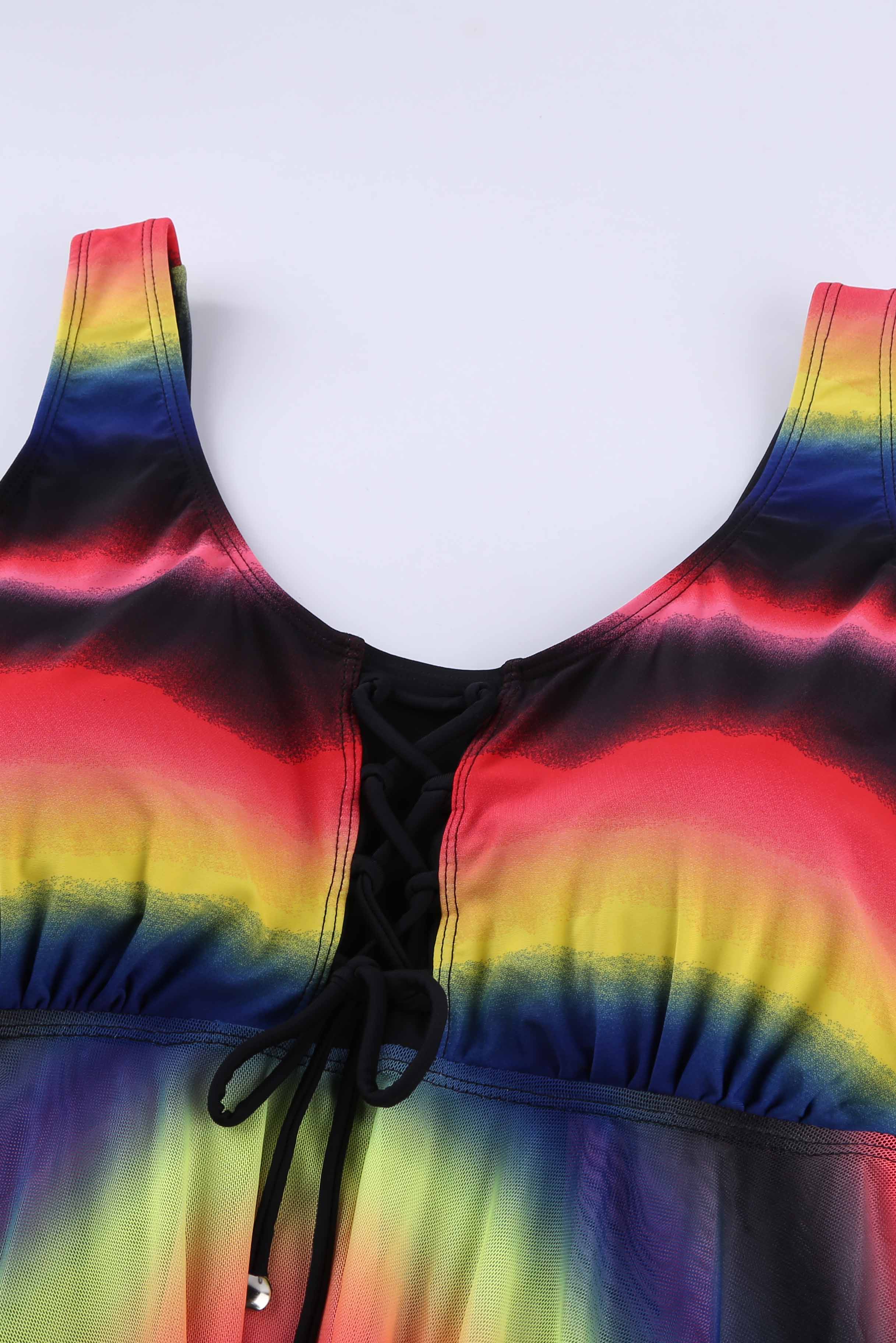 Tie Dye Ombre Swimdress Tankini Set