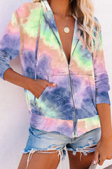 Tie-Dye Pocket Zip Up Hoodie
