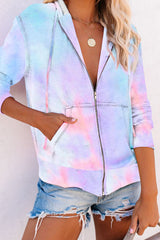 Tie-Dye Pocket Zip Up Hoodie