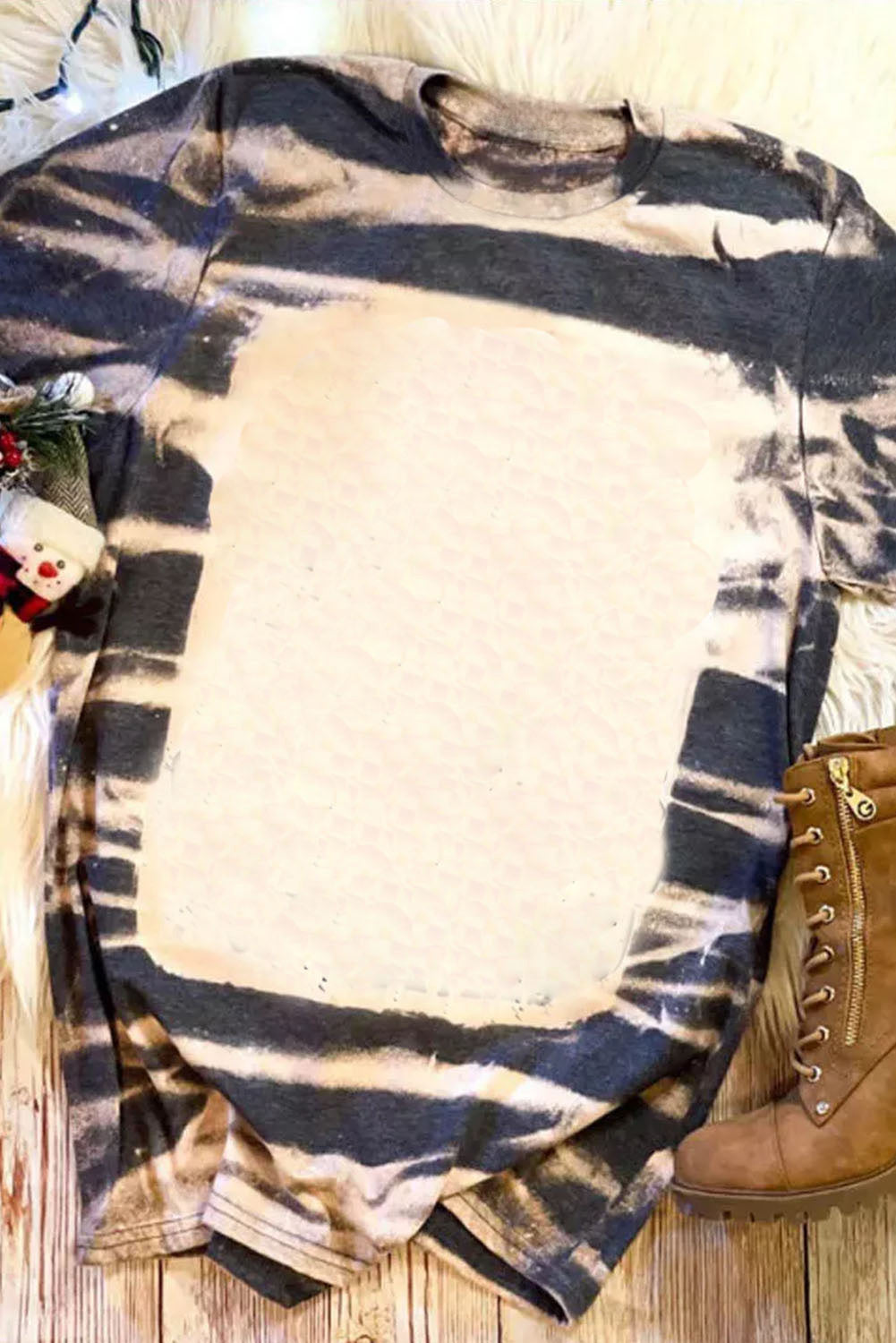 Tie Dye Stripe Print Bleached T-Shirt