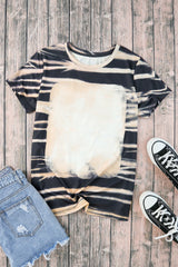 Tie Dye Stripe Print Bleached T-Shirt