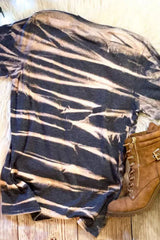 Tie Dye Stripe Print Bleached T-Shirt