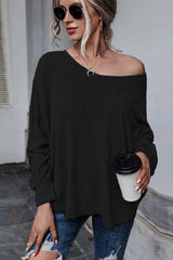 Tie Plunging Back Dolman Sleeve Oversize Top
