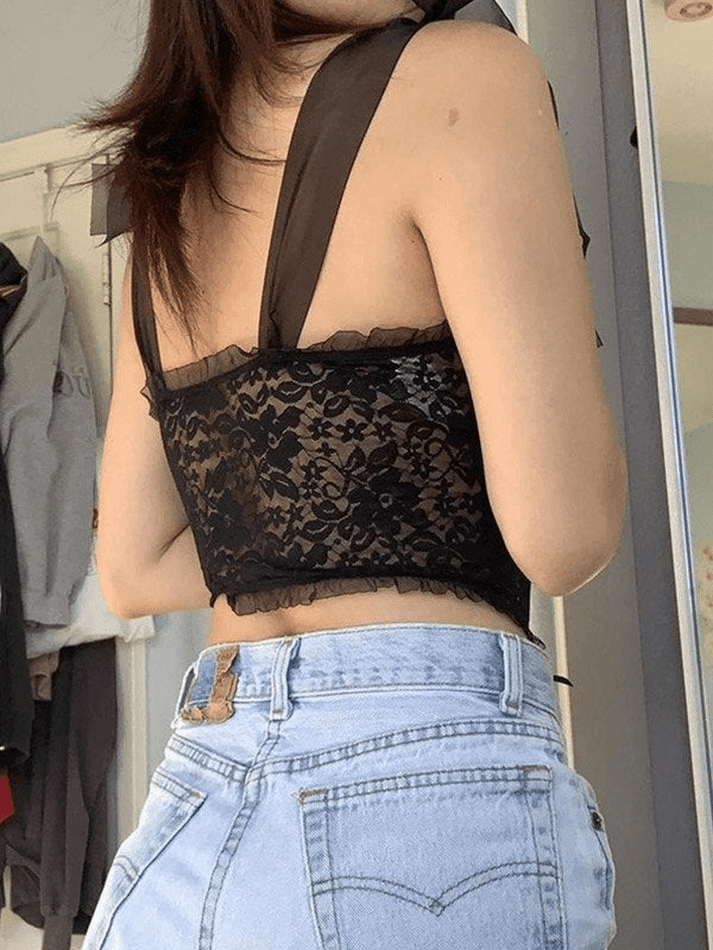 Tie Strap Lace Corset Top