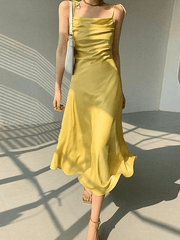 Tie Strap Satin Maxi Dress
