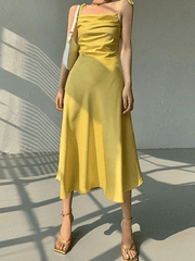 Tie Strap Satin Maxi Dress
