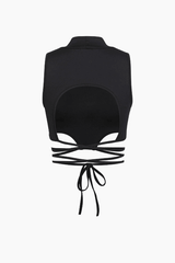 Tie Waist Jersey Crop Tank Top