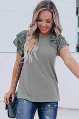 Tiered Lace Sleeve Knit Top