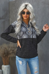 Tribal Print Vintage Pocket Hoodie