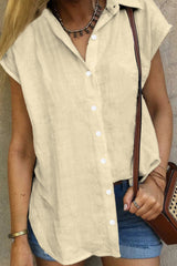 Turn-Down Collar Button Front Tank