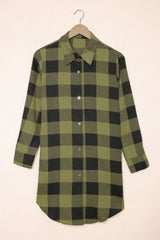 Turn-Down Collar Plaid Shirt Coat