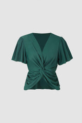 Twist Detail Flutter Sleeve Blouse