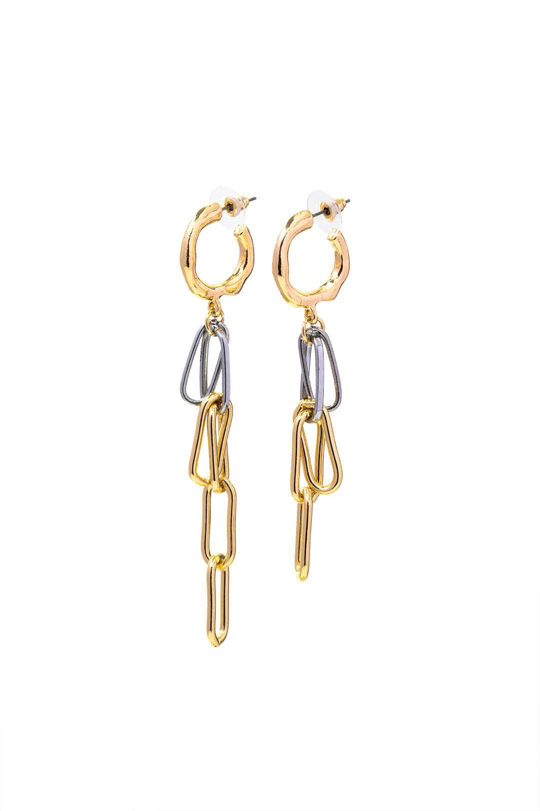 Two-tone Chain Drop Earrings